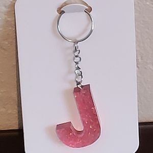Keychain, Luggage, Handbag Handmade Resin art pink Letter "J"